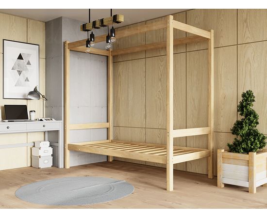 Односпальная кровать из сосны с балдахином Лео, КОД:GM7123, images №10, magsale.ru