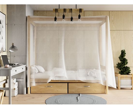 Детская кровать с балдахином Лео (массив сосны), КОД:GM7122, images №3, magsale.ru