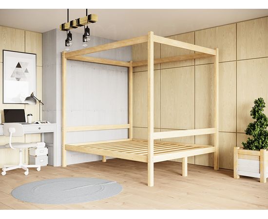 Двуспальная кровать из сосны с балдахином Лео, КОД:GM7125, images №4, magsale.ru