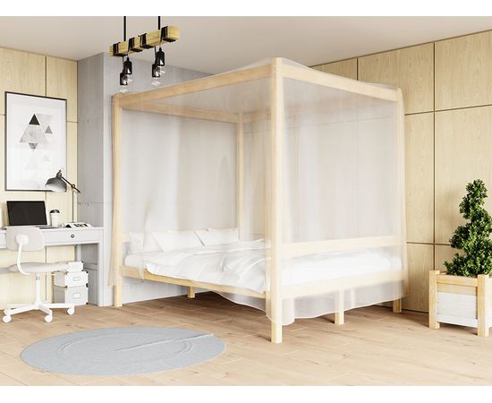 Двуспальная кровать из сосны с балдахином Лео, КОД:GM7125, images №1, magsale.ru