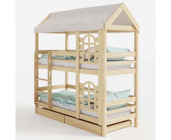 Двухъярусная кровать-домик из сосны Бэби-Люкс, КОД:GM7121, images №6, magsale.ru