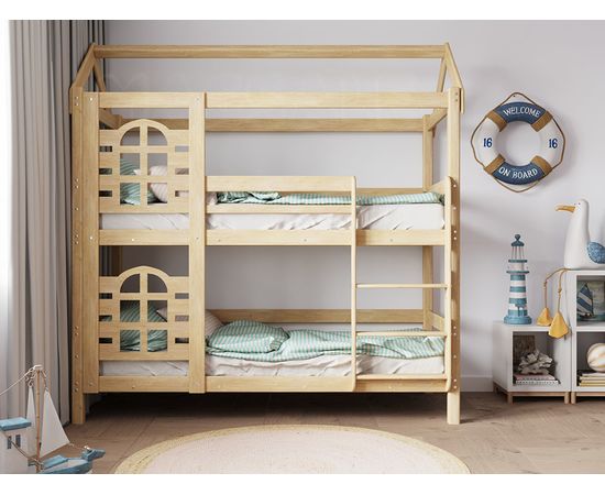 Двухъярусная кровать-домик из сосны Бэби-Люкс, КОД:GM7121, images №4, magsale.ru