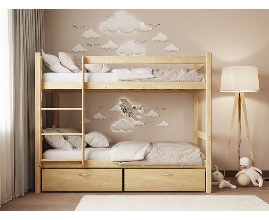 Двухъярусная кровать из массива сосны Мартина, КОД:GM7130, images №3, magsale.ru