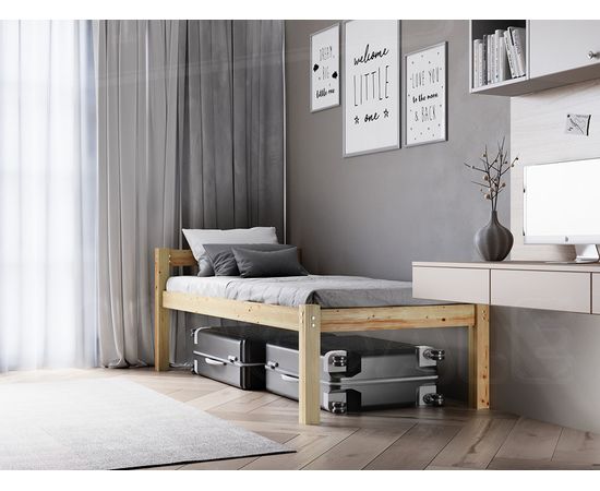 Высокая односпальная кровать из массива сосны Тосно, КОД:GM7129, images №2, magsale.ru