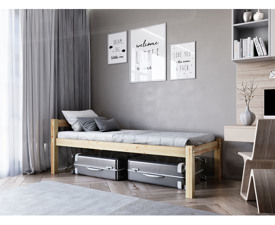 Высокая односпальная кровать из массива сосны Тосно, КОД:GM7129, images №5, magsale.ru