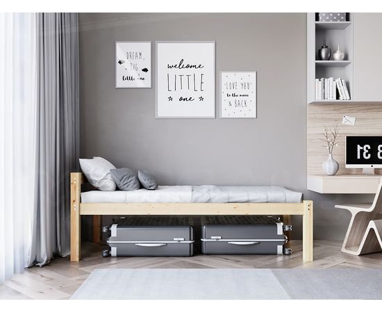 Высокая односпальная кровать из массива сосны Тосно, КОД:GM7129, images №3, magsale.ru