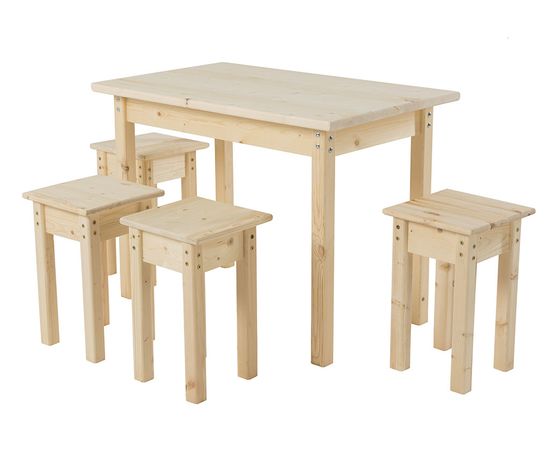 Обеденная группа из массива сосны (стол и 4 табурета), КОД:GM3510G, images №1, magsale.ru