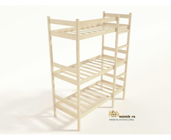 Трехъярусная кровать из массива сосны Трио (Т3), КОД:GM3476, images №7, magsale.ru