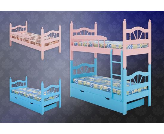 Двухъярусная кровать из массива сосны Луч-2, КОД:VMK286, images №2, magsale.ru