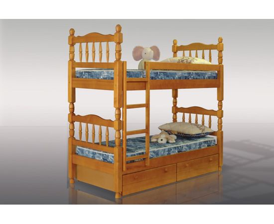 Двухъярусная кровать из массива сосны Точеная №2, КОД:VMK279, images №3, magsale.ru