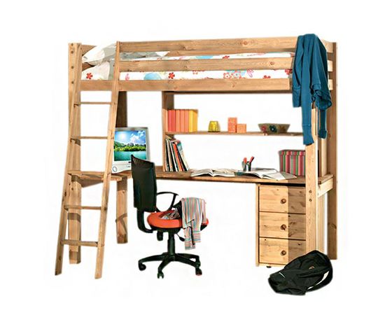 Верхнеярусная кровать-чердак из массива сосны Кадет-4, КОД:VMK292, images №2, magsale.ru