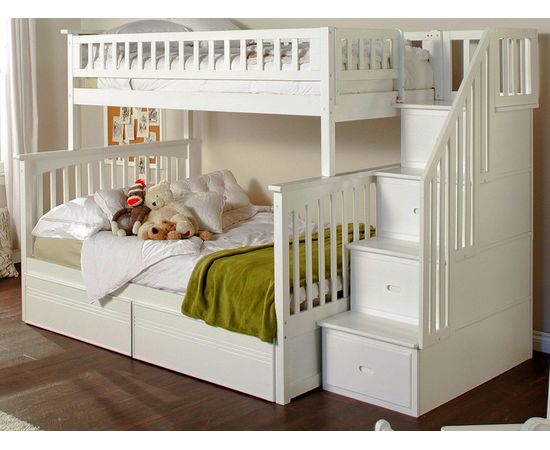 Двухъярусная кровать из массива сосны Лесси (с врезными ручками), КОД:VTS3104, images №1, magsale.ru