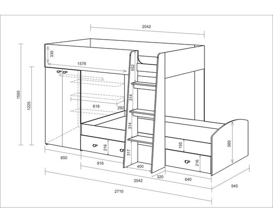 Двухъярусная кровать Golden Kids-2, КОД:4S-GК02, images №7, magsale.ru