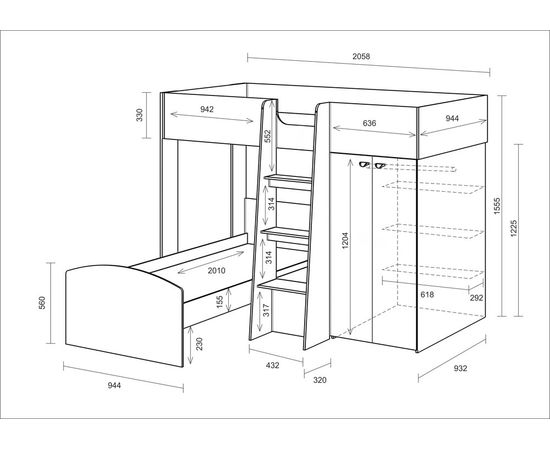 Двухъярусная кровать Golden Kids 4, КОД:4S-GК04, images №21, magsale.ru