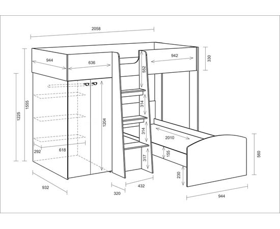 Двухъярусная кровать Golden Kids 4, КОД:4S-GК04, images №20, magsale.ru