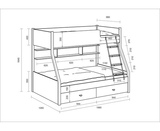 Двухъярусная кровать Golden Kids 3, КОД:4S-GК03, images №9, magsale.ru