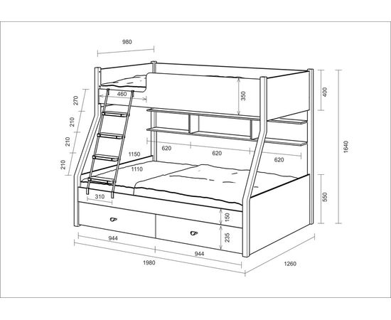 Двухъярусная кровать Golden Kids 3, КОД:4S-GК03, images №8, magsale.ru