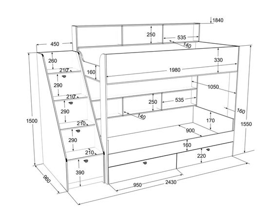 Двухъярусная кровать Golden Kids-10.1, КОД:4S-GК101, images №22, magsale.ru