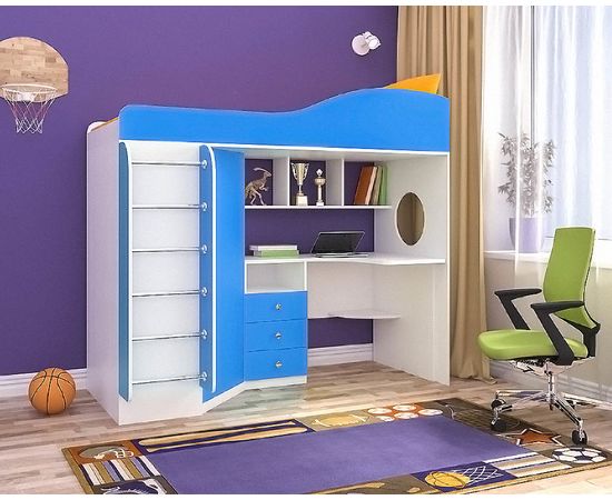 Кровать-чердак Кадет-1 с металлической лестницей, КОД:ЯКД14, images №1, magsale.ru