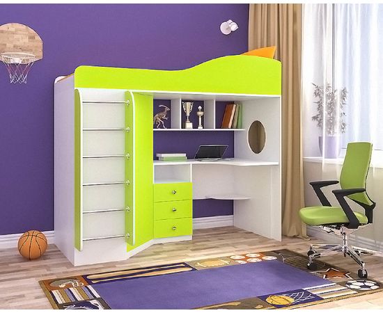 Кровать-чердак Кадет-1 с металлической лестницей, КОД:ЯКД14, images №2, magsale.ru