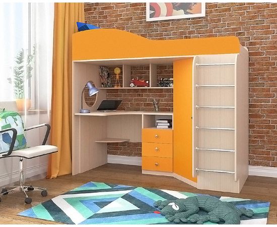 Кровать-чердак Кадет-1 с металлической лестницей, КОД:ЯКД14, images №3, magsale.ru