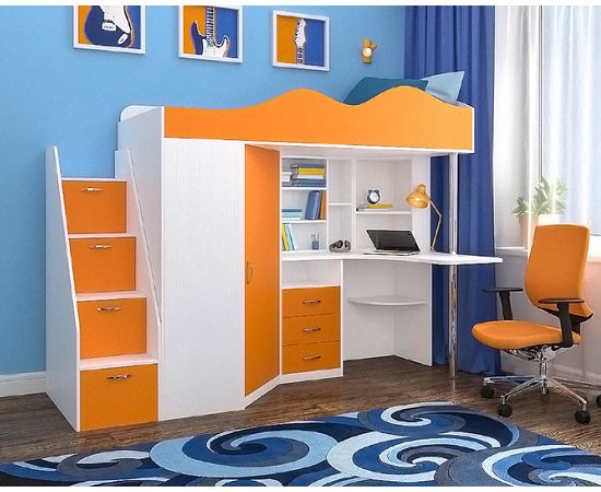 Кровать-чердак с рабочей зоной Пионер-1, КОД:ЯПК21, images №4, magsale.ru