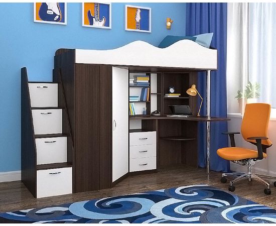 Кровать-чердак с рабочей зоной Пионер-1, КОД:ЯПК21, images №2, magsale.ru