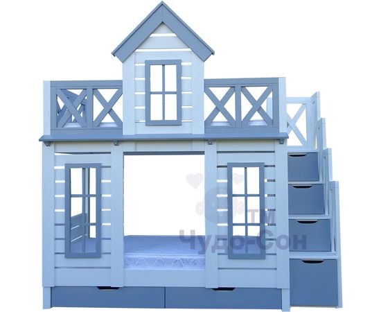 Двухъярусная кровать домик из сосны Терем Люкс с лестницей, КОД:33006, images №3, magsale.ru Двухъярусная кровать домик из сосны Терем Люкс с лестницей, КОД:33006, images №3, magsale.ru