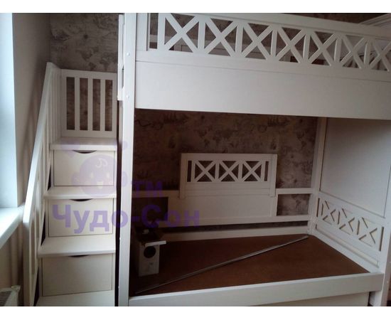 Двухъярусная кровать из массива сосны Прованс-1 (лестница Артек), КОД:VTS3106, изображение №7, magsale.ru