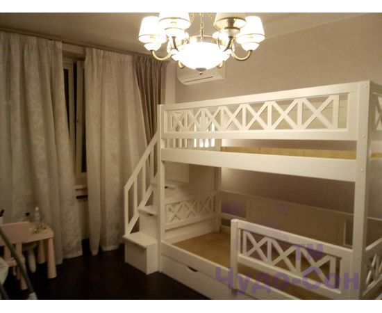 Двухъярусная кровать из массива сосны Прованс-1 (лестница Артек), КОД:VTS3106, изображение №9, magsale.ru