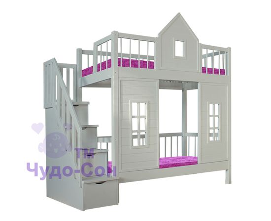 Двухъярусная кровать домик из сосны Замок Люкс, КОД:VTS3165, images №5, magsale.ru