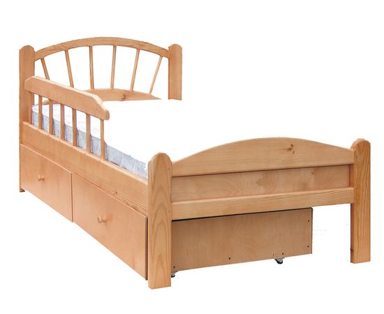 Детская кровать из массива с ящиками и бортиком Радуга, КОД:VMK346, images №1, magsale.ru