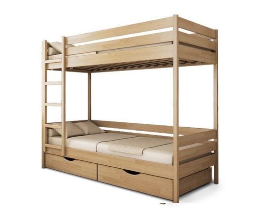 Двухъярусная кровать из массива Классика с ящиками, КОД:VMK283, images №1, magsale.ru