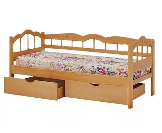 Детская кровать-тахта с ящиками из сосны Жасмин, КОД:VMK364, images №1, magsale.ru