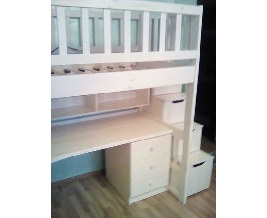 Кровать-чердак  из сосны Артек (со столом и полкой), КОД:33998-2, images №3, magsale.ru