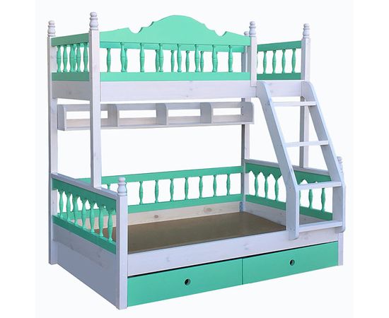 Двухъярусная кровать из сосны с полкой Аврора-1, КОД:33595, images №1, magsale.ru