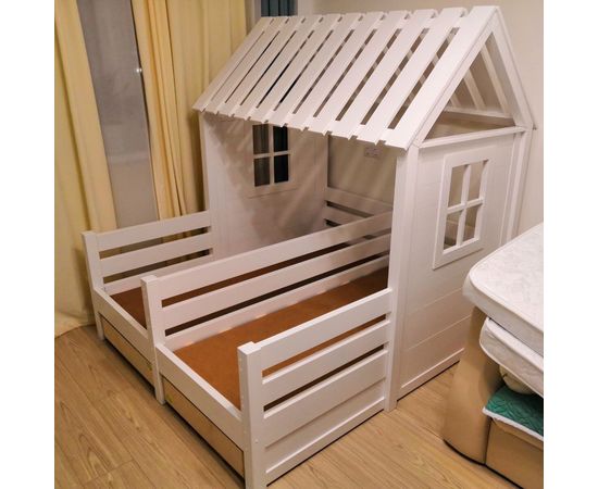 Двойная кровать из массива сосны Домик ДУЭТ, КОД:VMK3297, images №2, magsale.ru