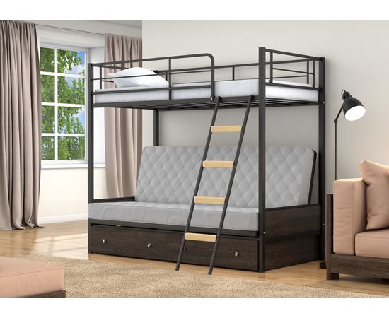 Двухъярусная кровать с диваном Дакар-2, КОД:4s-dak2, images №14, magsale.ru