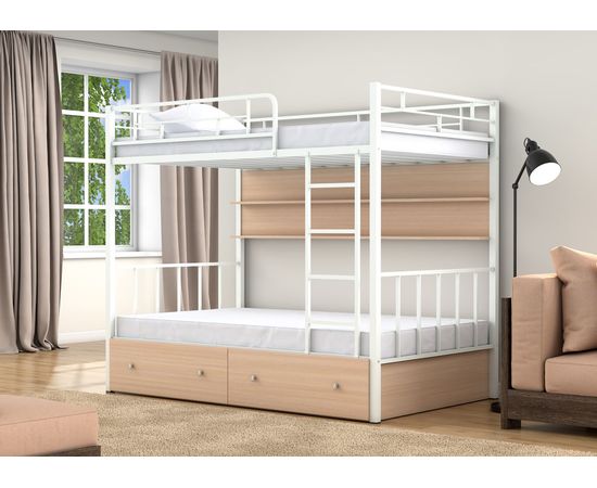 Двухъярусная кровать Валенсия-120 с полкой и ящиками, КОД:4s-va120/yp, images №5, magsale.ru