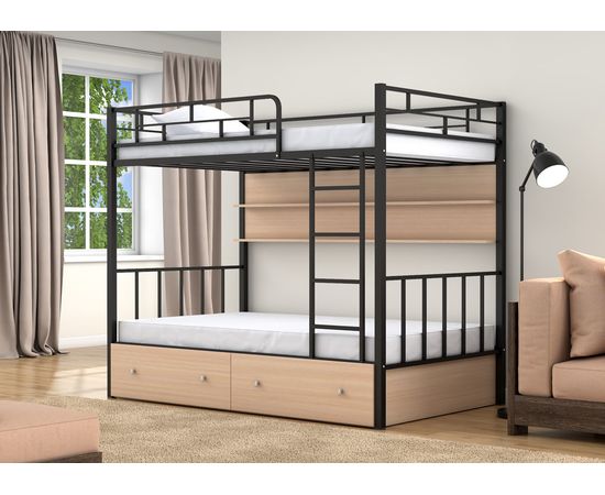 Двухъярусная кровать Валенсия-120 с полкой и ящиками, КОД:4s-va120/yp, images №6, magsale.ru