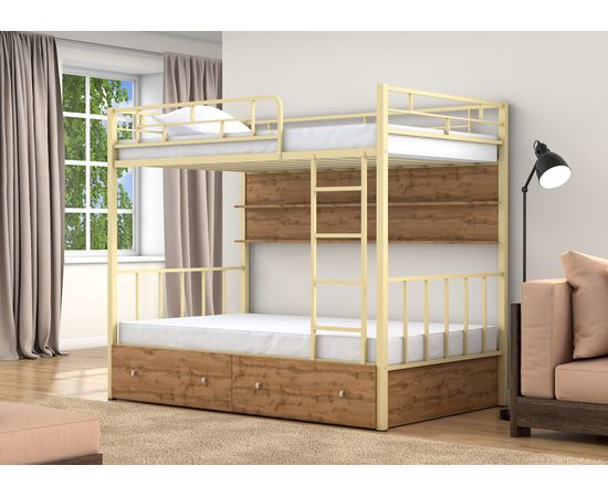 Двухъярусная кровать Валенсия-120 с полкой и ящиками, КОД:4s-va120/yp, images №8, magsale.ru