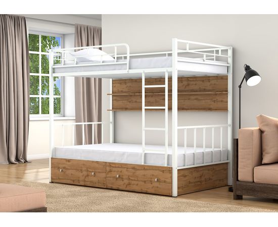 Двухъярусная кровать Валенсия-120 с полкой и ящиками, КОД:4s-va120/yp, images №9, magsale.ru