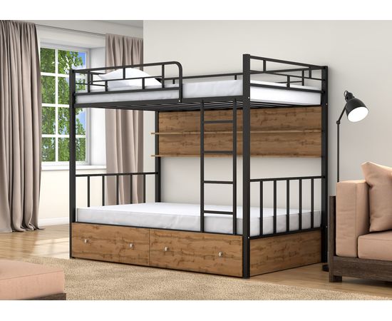 Двухъярусная кровать Валенсия-120 с полкой и ящиками, КОД:4s-va120/yp, images №10, magsale.ru