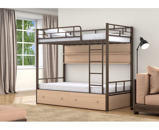 Двухъярусная кровать Валенсия с ящиками и полками, КОД:4s-va/yp, images №8, magsale.ru