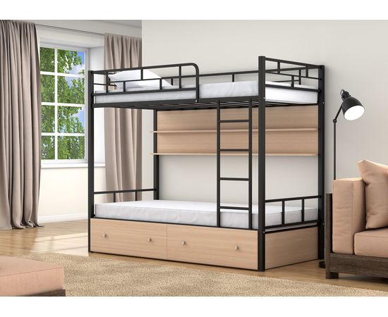 Двухъярусная кровать Валенсия с ящиками и полками, КОД:4s-va/yp, images №10, magsale.ru