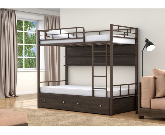 Двухъярусная кровать Валенсия с ящиками и полками, КОД:4s-va/yp, images №11, magsale.ru