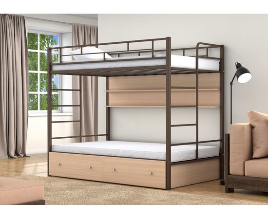 Двухъярусная кровать Валенсия Твист-120 с ящиками и полками, КОД:4s-vat120/yp, images №6, magsale.ru
