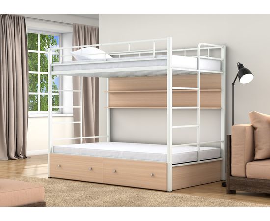 Двухъярусная кровать Валенсия Твист-120 с ящиками и полками, КОД:4s-vat120/yp, images №7, magsale.ru