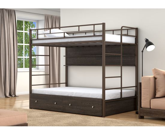 Двухъярусная кровать Валенсия Твист-120 с ящиками и полками, КОД:4s-vat120/yp, images №8, magsale.ru