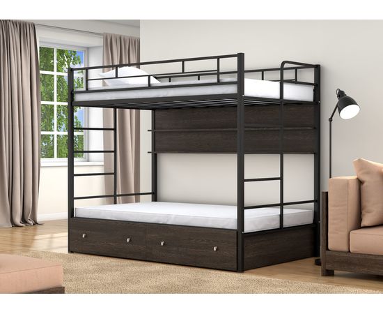 Двухъярусная кровать Валенсия Твист-120 с ящиками и полками, КОД:4s-vat120/yp, images №9, magsale.ru